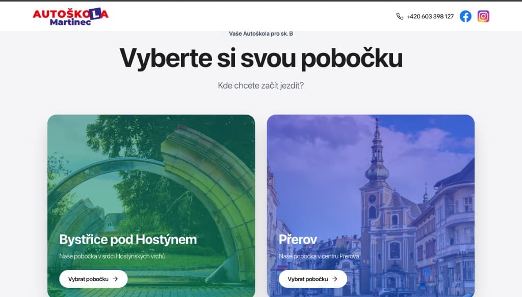 Náhled webu Autoškola Martinec